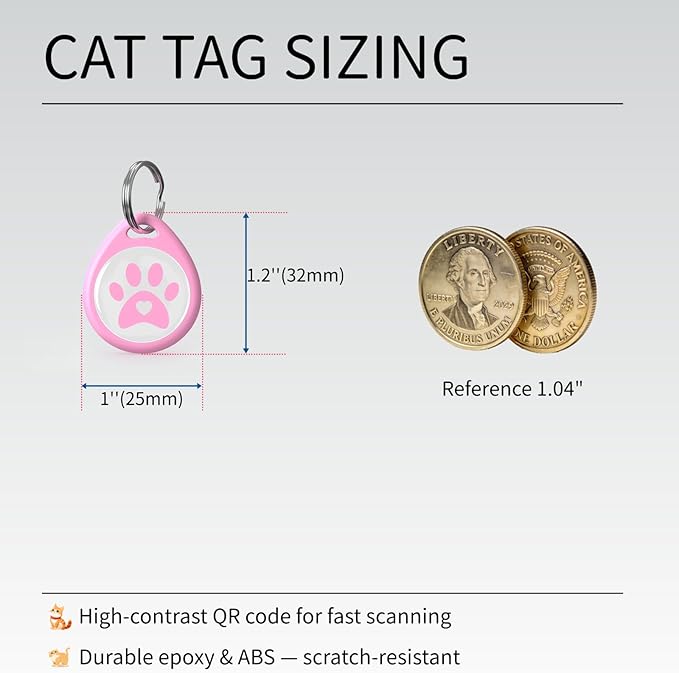 2-Pack QR Code Pet ID Dog cat Tags for Collar Personalized for Cats Online Profile - Scan QR Receive Instant Pet Location Alert Email, Anti-Lost,No Subscription fees (Blue & Pink, for cat - 1")