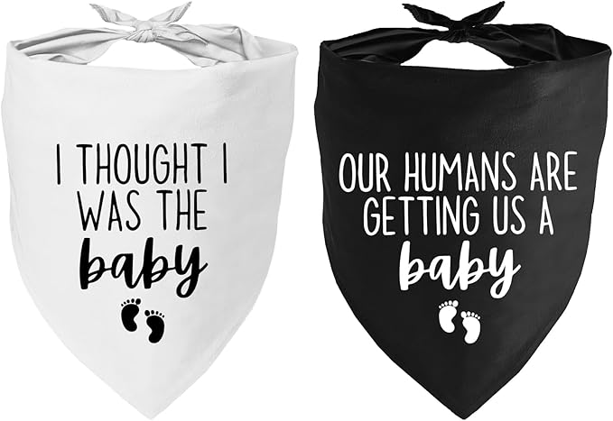 Our Humans are Getting us a Baby Dog Bandanas Pet Scarf Pregnancy Announcement Pet Bandana for Dogs Pet Accessories for Dog Lovers Announcement Photo Props for Large Medium Small Dogs, 2 Packs