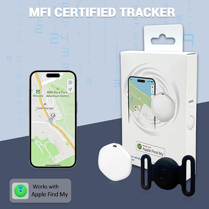 GPS Tracker for Dogs, Mini GPS Pet Tracker with Silicone Cover, IPX8 Waterproof GPS Tracker for Kids,No Monthly Fee,Work with Apple Find My(iOS Only),Smart Tracker for Dogs Finder Tracker Pets-Black-5