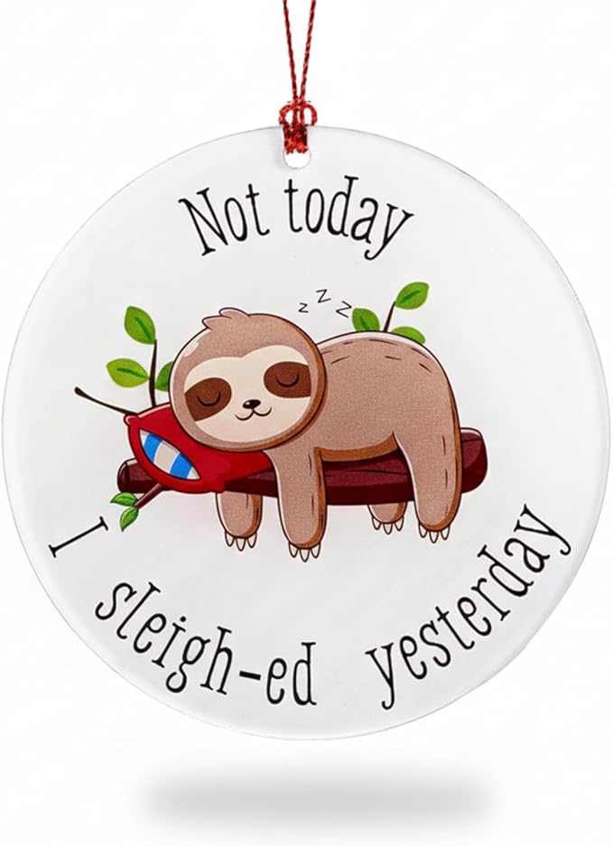 Sloth Gifts for Women, Sloth Ornament, Christmas Ornament 2025 Funny Lazy Animal Christmas Decoration, Cute Woodland Ornament for Tree, Unique Animal Lovers Gift, Relaxed Holiday Decor Idea