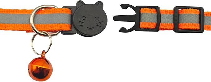 14 Pack Breakaway Cat Collar with Bell, Reflective Kitten Collar for Girl Boy Cats, Safety Buckle Adjustable 7.5-12.5 Inch, 0.4 Inch Width Lightweight, Pet Gifts (Orange)