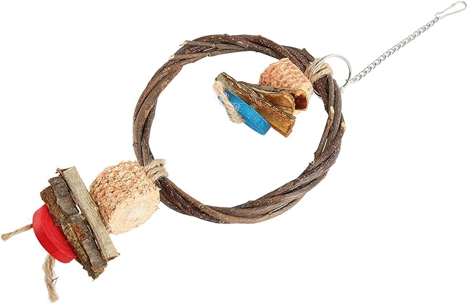 Bird Swing, Wood, Corn Cob, Non, Edible Coloring, Beak Sharpening, Anxiety Relief, Parrot Chew Toy for Boredom and Climbing (11.5x26.5x3.5cm/4.5x10.4x1.4in)