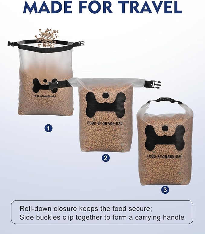 ANVS Silicone Pet Food Storage Bag,40-Cup Dog Food Travel Bag with 2PCS Collapsible Bowls, Perfect for Camping Trip, Dog Boarding, Weekend Getaways and Travel
