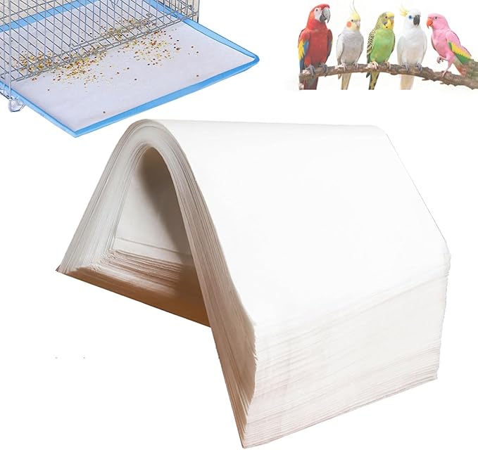 Bird Cage Liners-100PCS-11'' X 20''Disposable Non-WovenBird Cage Tray Liners, Disposable Sheets for Birds,Cages Accessories for Pet Bird Parrot