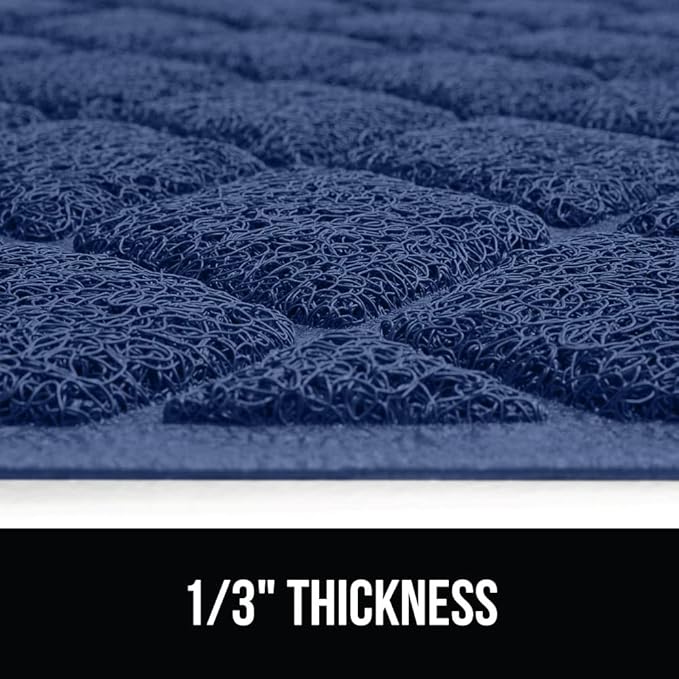 GORILLA GRIP Cat Litter Box Mat, 35x23, Water Resistant, US Designed Kitty Litter Trapping Mats, Easy to Clean, Scatter Control, Less Mess and Clean Floors, Kitten Supplies for Indoor Cats, Navy Blue