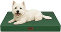 Outdoor Dog Bed for Small Dogs & Cats, Waterproof Dog Crate Mat Orthopedic Egg Crate Foam with Washable Removable Oxford Cover, Dark Green