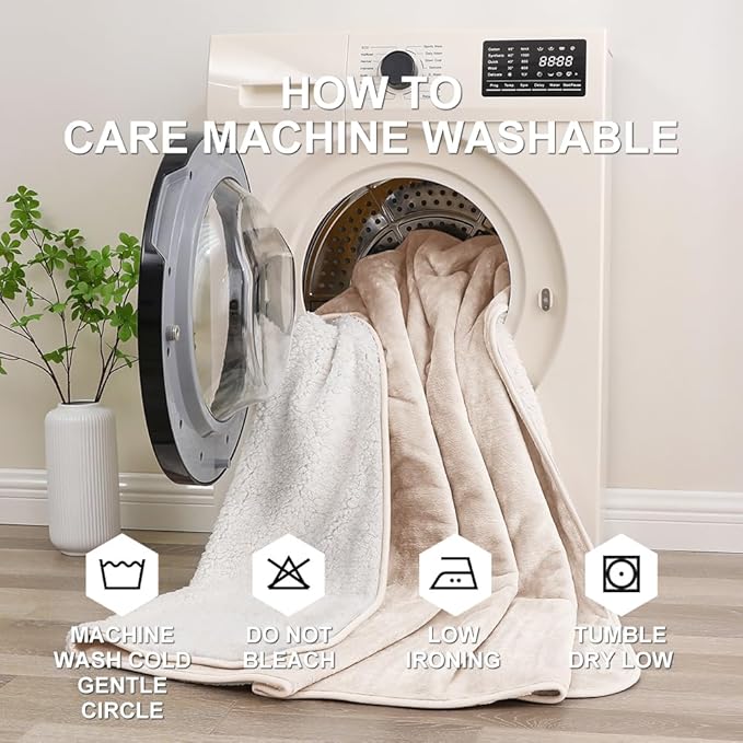 Waterproof Bed Blanket - Reversible Sherpa Throw with Leak-Resistant TPU Layer - 80x60 Stain Resistant, Machine Washable Bed Protector for Couch, Bed & Pets