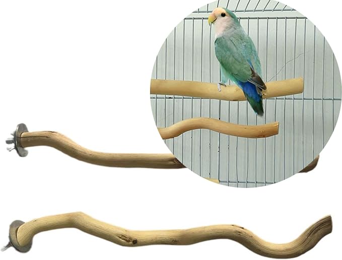 Allazone 5 PCS Natural Parrot Perch Bird Stand Wooden Parrot Perch Stand Parakeet Climbing Standing Branches Toy for Small Lovebirds Budgies Cockatiels