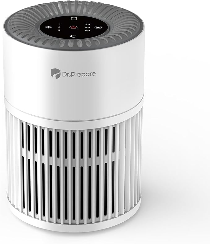 Dr.Prepare Air Purifiers for Bedroom,Quiet Air Purifier with 15 dB Sleep Mode & Night Light,H13 HEPA Washable Filter, 360°Air Inlet, 3 Timer 12W Design, Air Cleaner for Pet Dander,smoke