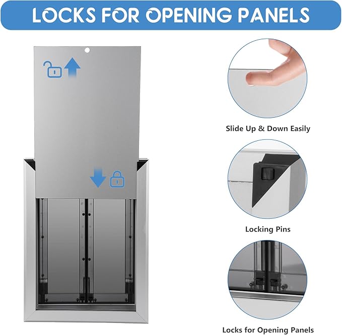 Large Dog Door, Weatherproof Aluminum Dog Door with Automatic Closing Double Panels Easy to Install Pet Door for Large Dogs and Cats, Closing Panel Included
