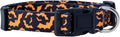 Native Pup Halloween Dog Collar- Spooky Fall Themed Horror Costume Collars- Skull, Pumpkin, Ghost, Bat, Witch, Candy Corn, Spider- Adjustable for Small, Medium, Large Breeds (Small, Orange Bats)