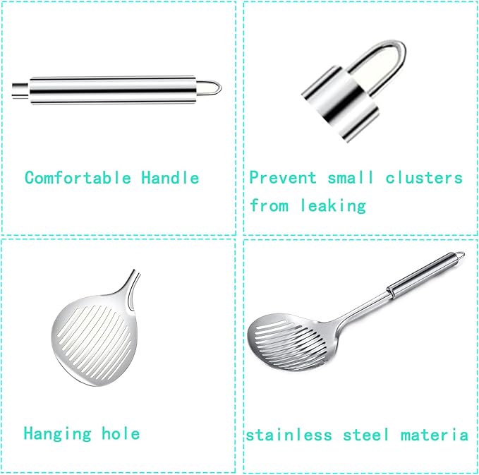 Cat Litter Scooper Accessories, Cat Litter Scoop Metal Cat Poop Sifter Pet Supplies with Non-Slip Long Handle Home Cat Scooper Stainless Steel Poop Sifting Cleaning for Litter Box