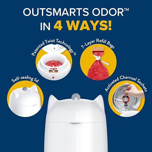 Red Rocket Purrr Litter Twist’R XL Cat Litter Pail Disposal System with Scoop Turn Handle Odor Free Patented (Hold 17lbs Litter)