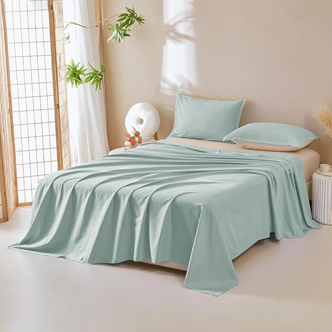 DUJUIKE Waterproof Bed Cover for Dog and Cats,Pet Hair Resistant Bed Sheet Cover, Protective Bed Liner Cover with 100% Waterproof Breathable Thin Fabric (Green, King 98 * 90 inch)