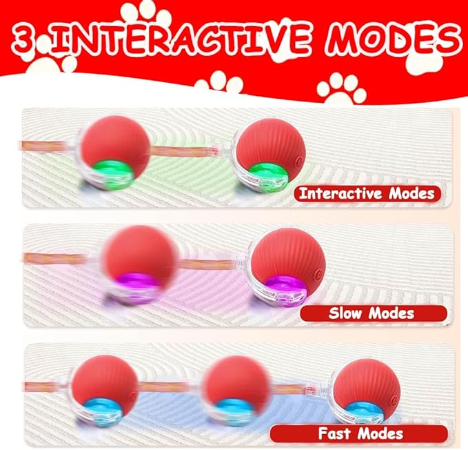 2 PCS Interactive Cat Toy Rolling Ball with Tail Chewie Viral Dog Ball, Smart Automatic Rolling Pet Balls,Automatic Moving Electric Cat Toy