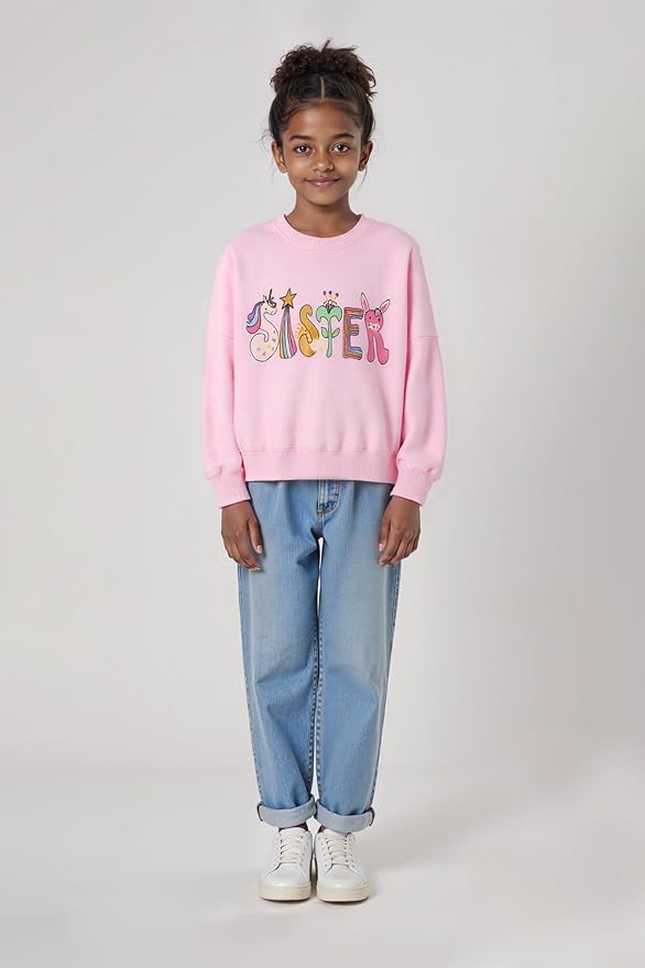 Toddler Baby Girls Cotton Sweater, Long Sleeve Crewneck Sweatshirt Pullover Kids Warm Clothing for Fall Winter