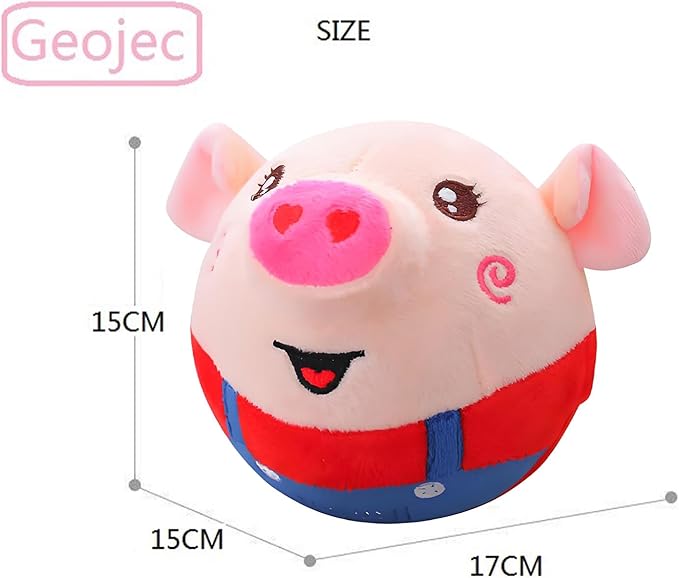 Interactive Dog Toys,Active Moving Pet Plush Toy with Recording and Music Modes, Jumping Squeaky Song shaking Interactive Dog Ball,Rechargeable Dog Toys to Keep Them Busy, Plush Pet Toy(Smile Red Pig)