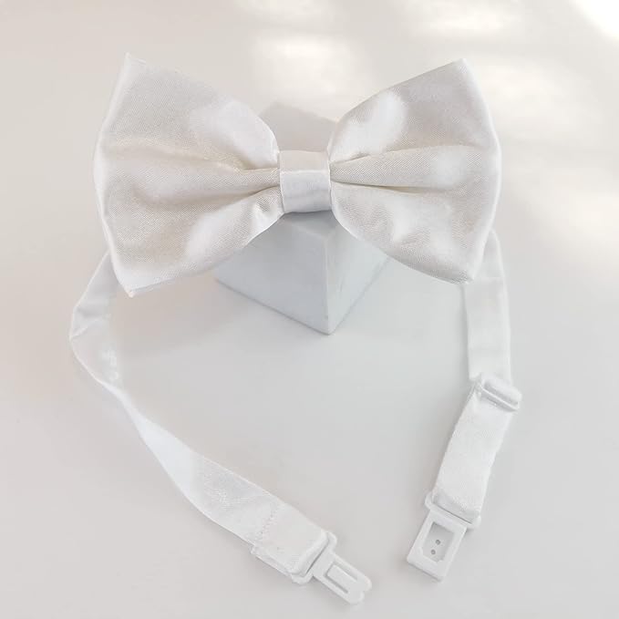 Dog Bow Tie for Large Dogs, KOOLMOX Adjustable Formal Dog Bowtie Collars for Medium Large Pet Cat Dog Christmas Wedding Birthday Graduation Holiday Homecoming Grooming Neck Bows, 2-Pack Black & White