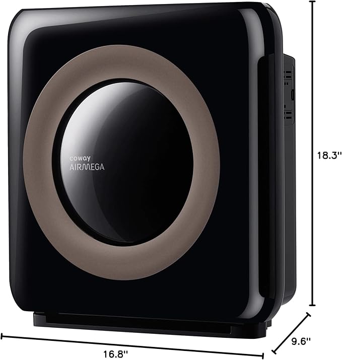 COWAY Air Purifier for Home Up to 1,575ft², App-Enabled Smart Technology, Compatible with Amazon Alexa, HEPA Filter for Smoke, Allergies, Odor, Auto Mode, Airmega AP-1512HHS Black