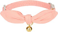 Bunny Ear Cat Collar with Bell and Bow Tie, Breakaway Cute Bowtie Kitten Collars(Coral Orange)