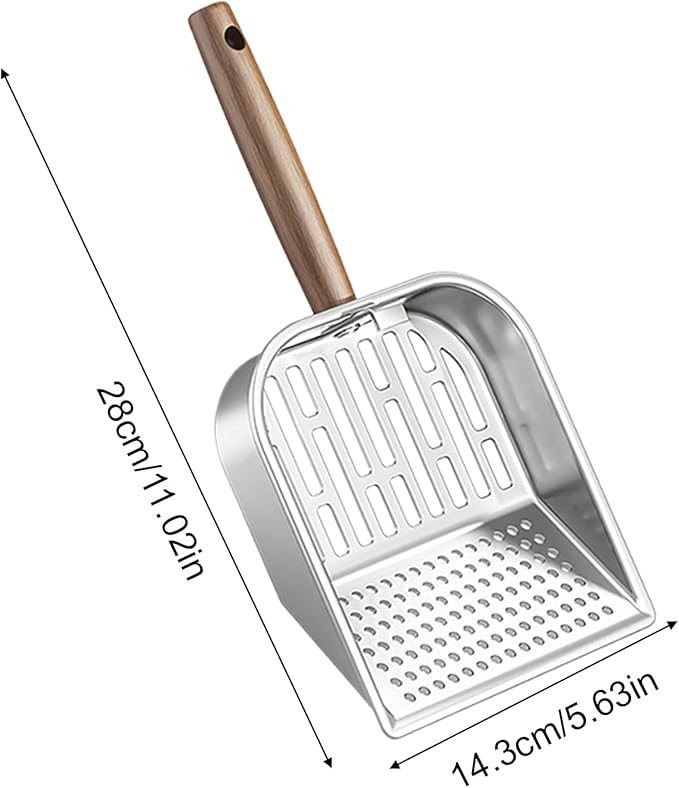 Wooden Cat Litter Scoop, Kitten Poop Shovel, 5.63x11.02 Inches Shovel with Deep Design, Durable Pet Tool, Hygiene Accessory with Ergonomic Handle, Litter Scoop for Apartment Home