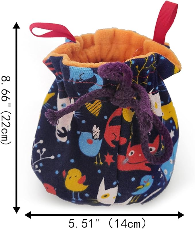 Dnoifne Sugar Glider Hanging Bed House, Sugar Glider Hamster Sleeping Pouch with Drawstring Design, Small Animals Hammock Cage Accessories, Cage Warm Sleep Bag for Squirrel Guinea Pig Birds Parrot