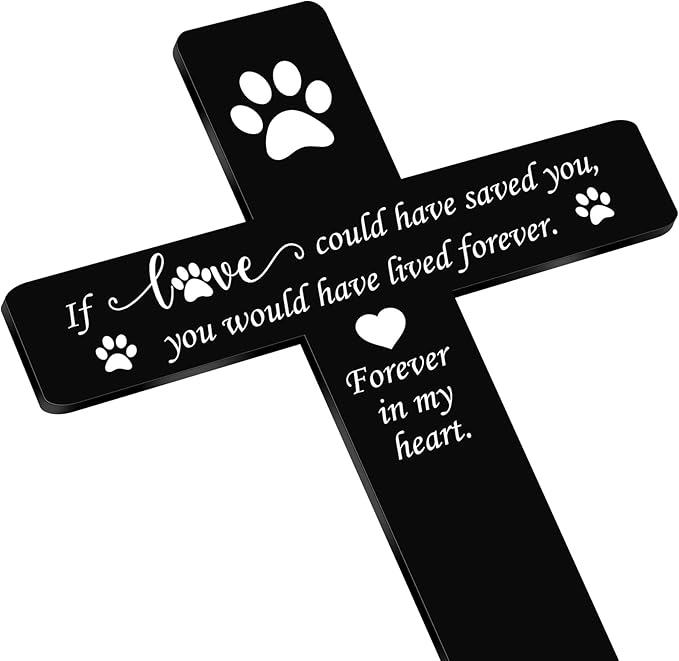 Unittype Pet Grave Marker Memorial Gifts Pet Loss Stake Memorial Plaques for Outdoors Garden Decoration Waterproof Acrylic Grave Marker Cemetery Black Sympathy Garden Stake(Dog)