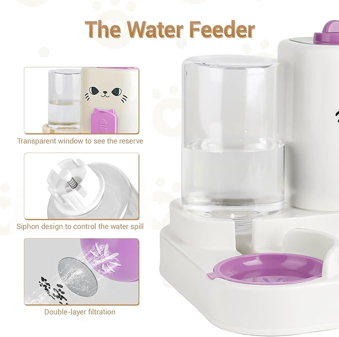 2-in-1 Gravity Pet Feeder & Water Dispenser for Cats Dogs - Large Capacity Cat Food Station with Water Bowl, Travel-Friendly (red)