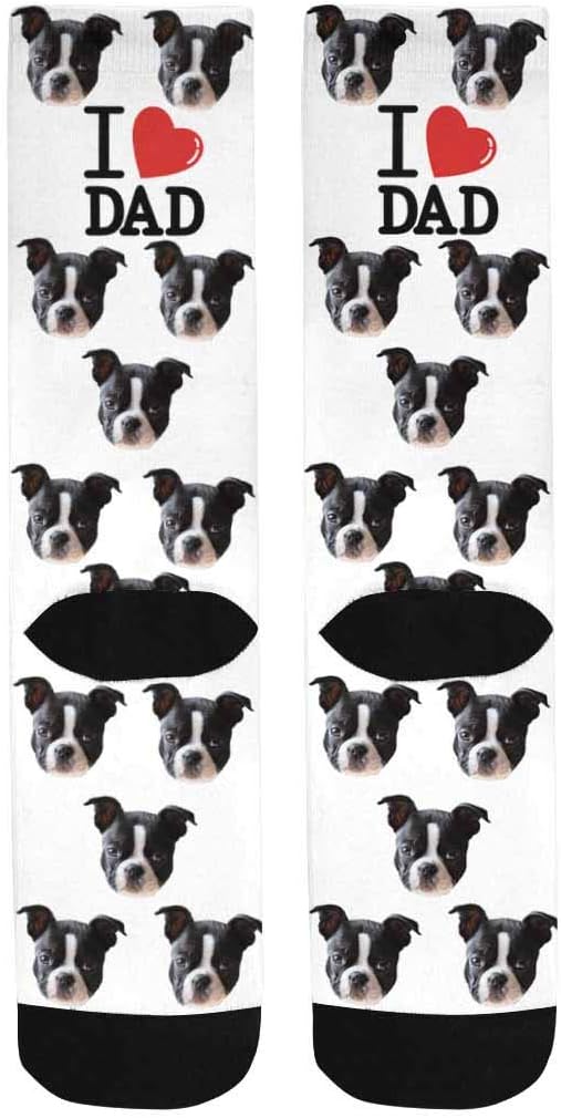Custom Face Socks, Personalized Dog Lover Pet Photo Picture on Socks Unisex Athletic Crew Socks for Men Women
