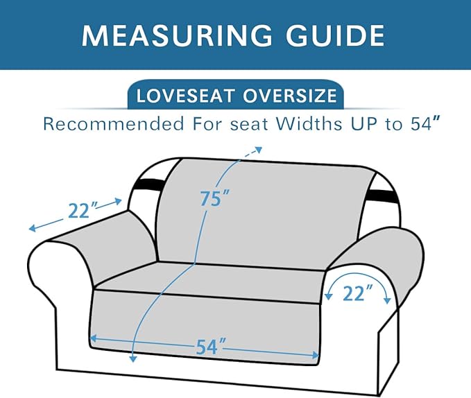 H.VERSAILTEX Reversible Loveseat Cover Furniture Protector Anti-Slip Water Resistant 2" Elastic Straps Couch Covers Pets Fit Sitting Width Up to 54"(Oversized Loveseat: 75" x 98", Cameo Blue/Beige)