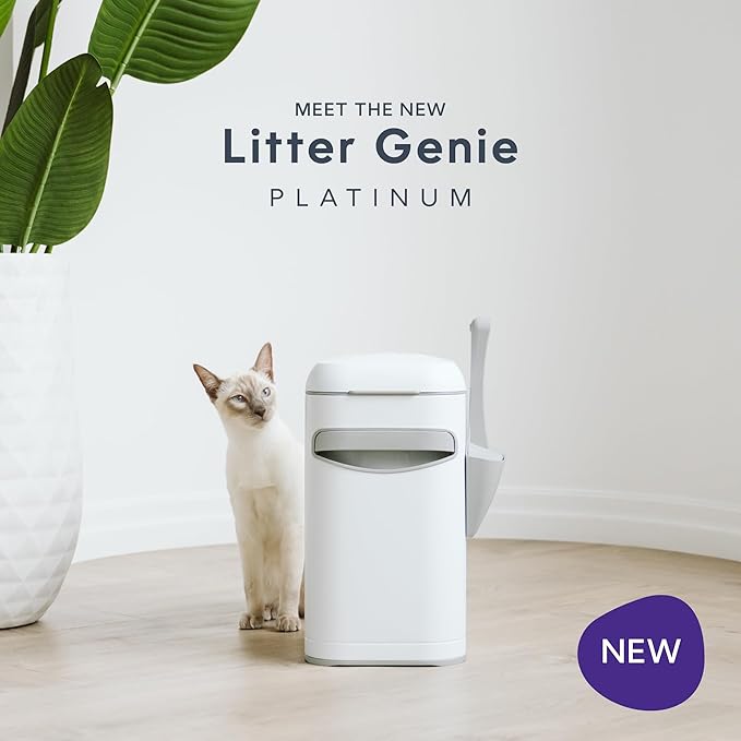 Litter Genie Platinum Pail Made of Durable Stainless Steel Includes 1 Easy Roll Refill