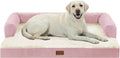 Orthopedic Dog Beds for Extra Large Dogs, Waterproof Egg Crate Foam XL Dog Bed with Sides 45x35Inch, Big Dogs Couch Beds with Removable Washable Cover and Nonskid Bottom, Pink