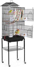 Yaheetech Bird Cage 64'' Medium Small Parrot Parakeet Bird Cages with Detachable Rolling Stand for Parrot Lovebirds Finches Parakeets Budgie Parrotlet Conures, Pet Flight Birdcage