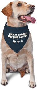 Silly Goose on The Loose Triangle Dog Bandana,Summer Bandana Funny Triangle Dogs Scarf Handkerchief Soft Adjustable Puppy Bandanas (Ink Blue)