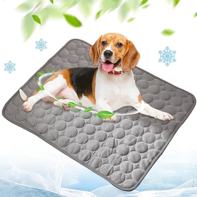 Cooling Mat for Dog Puppy Cat Washable Cooling Pad, Reusable Ice Silk Dog Self Cooling Mat, Sleeping Pad Blanket for Beds Kennels Couches Sofa Floors Car Seats, Large, Grey
