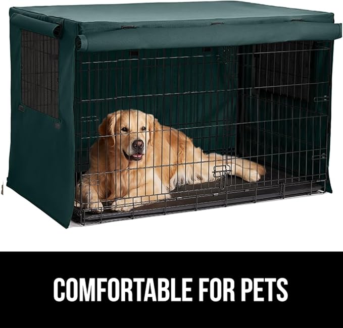 GORILLA GRIP Dog Crate Covers Compatible with Amazon Basics Dog Crates, All Sides Open, Privacy Cover Fits 30" Wire Kennel, Breathable Mesh Windows, Light Reducing Training Cage Topper, Hunter Green