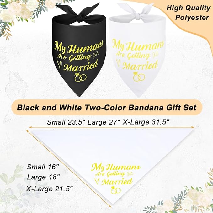 SZEE Wedding Decorations for Pets, 2 Pack My Humans are Getting Married Dog Bandanas, Engagement Party Decorations, Wedding or Engagement Gift for Couples, Dog Wedding Bandanas (Gold, XL)