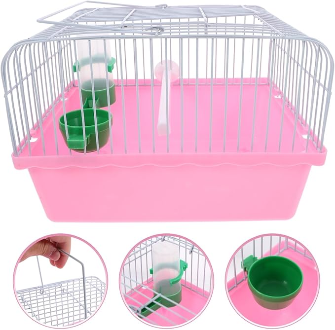 Portable Bird Travel Cage for Small Birds Parrots Lovebirds with Perch Food Box Water Dispenser 9.29X6.57X9.29 Inches