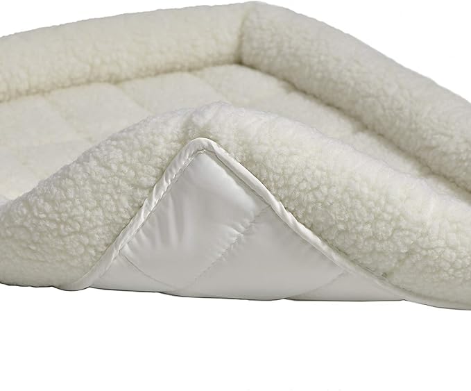 MidWest Homes for Pets QuietTime Dog Bed – White Fleece Bolster, Ultra-Soft and Machine Washable, Fits 30-Inch Crates and Carriers, for Medium Breed Dogs