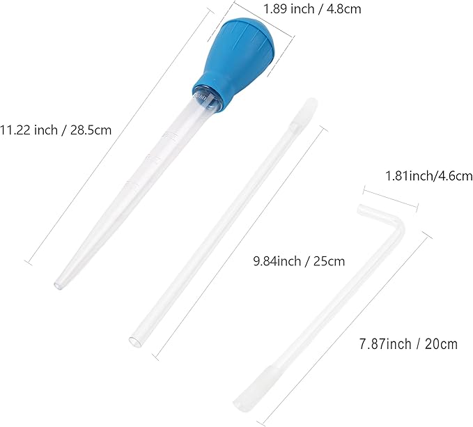 2 Set Manual Fish Tank Cleaning Tools with Extension Pipe and L Shaped Extension Pipe,30ml Aquarium Water Changer,28.9 Inches Siphon Dropper for Fish Bowl Waste Remover,Coral Feeder(Blue)