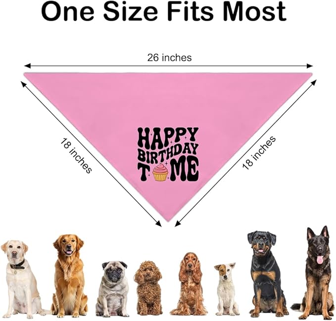 Happy Birthday to Me Pink Dog Bandana, Cute Birthday Gifts for Dog Lover Mom New Pet Owner, Pup Scarf Accessory Photo Prop for Festive Celebration Party Dinner, First Birthday Supply for Pup