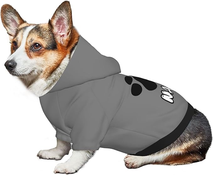 Custom Dog Hoodie Warm with Your Photo Text Logo Name Personalized Dog Clothes for Puppy Sweatshirt Hooded for Small Medium Large Dogs Girl/Boy Cats Gray