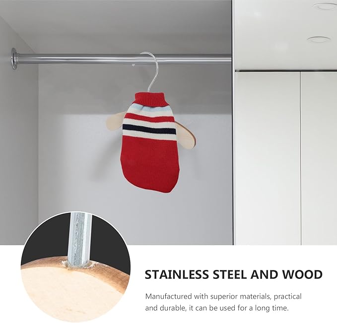 10pcs 8.66-inch Wooden Pet Hangers for Small Dogs and Cats, Wear-Resistant Dog Clothes Hangers, Household Professional Pet Accessory for Closet Organization