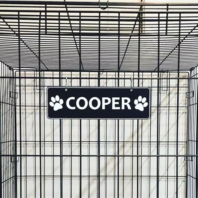 Personalized Kennel Name Plate Dog Paw Crate Pet Tag Doghouse Sign