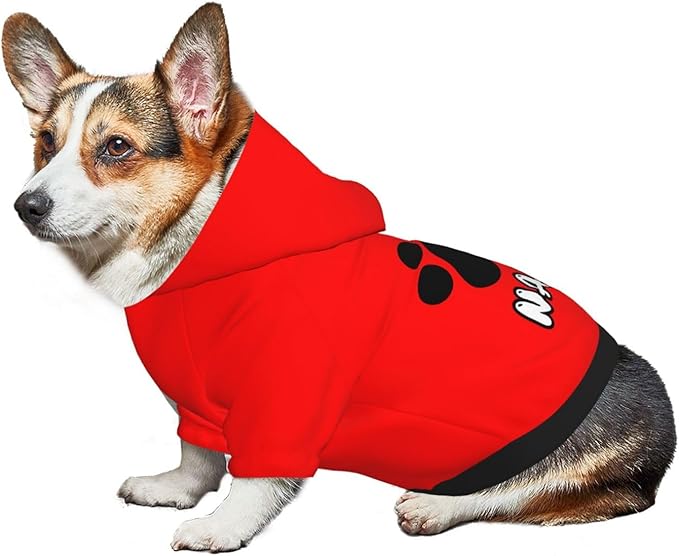 Custom Dog Hoodie Warm with Your Photo Text Logo Name Personalized Dog Clothes for Puppy Sweatshirt Hooded for Small Medium Large Dogs Girl/Boy Cats Red