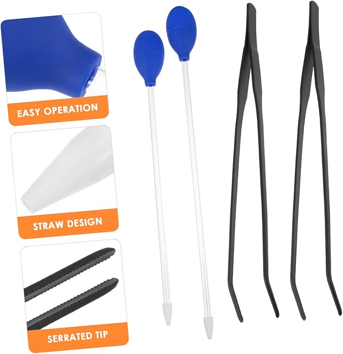 Happyyami Aquarium Cleaning Kit 4pcs Fish Tank Tools Pipette Dropper Feeder Tweezers Aquarium Accessories