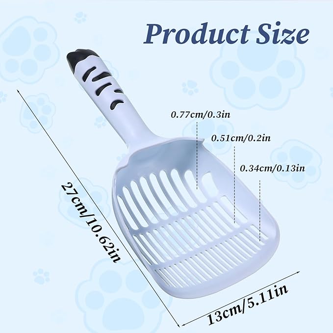 Cat Litter Scoop, Cat Scooper for Litter Box Cats and Dog Poop Collector Plastic Kitty Litters Scoop Deep Shovel with Thin Sifting Holes for Home Litters Box
