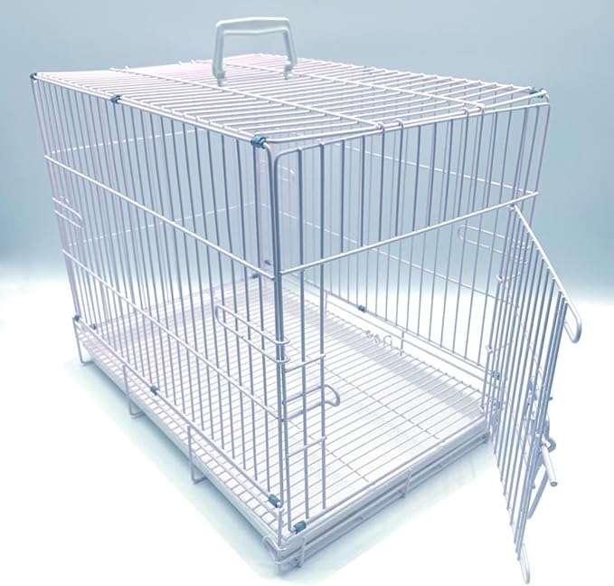 Portable Foldable Carrier Travel Vet Breeder Training Cage for Puppy Kitten Rabbit Bunny with 1/2-Inch Raised Bottom Wire Grid Mesh Floor