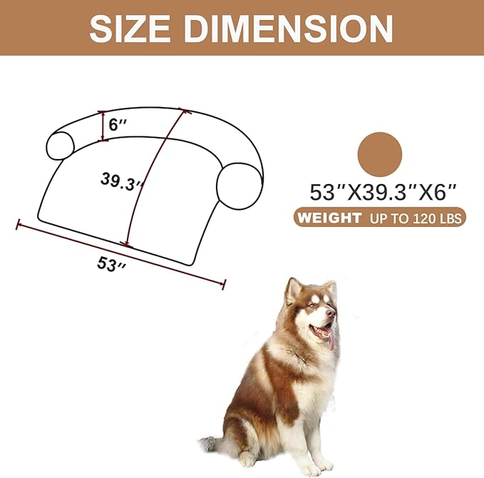Tinaco Calming Dogs/Cats Bed Mats, Dog Pad Washable Removable Couch Cover, Plush Long Fur Mat for Pets, Waterproof Lining, Perfect for Small, Medium and Large Dogs and Cats (Desert Brown, 53"x39")