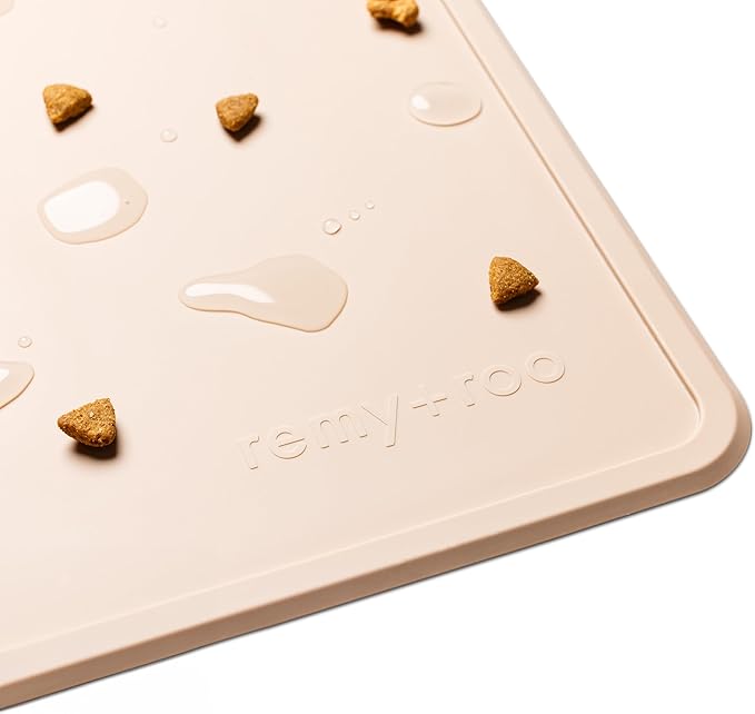 Remy+Roo Sand Silicone Dog Food Mat for Pet Bowl | 100% Waterproof | Non-Slip | Dishwasher Safe